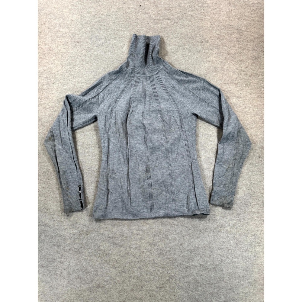 White House Black Market Turtleneck Sweater Womens M Gray Ribbed Knit Pullover